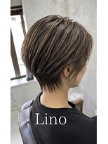 髪質改善Lino hair/縮毛矯正/白髪ぼかし/ハイライト/メンズカット【リノヘア】 糸ハイライト×ショートレイヤー/耳掛けショートレイヤー