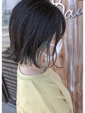 バンビ プライベート サロン(Bambi private salon) インナーカラーミントgreen*外ハネ切りっぱなしボブ*Bambi松平愛