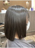 黒髪/グレーベージュ/レイヤーロング/前髪パーマ /中村郁未