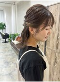 20代 30代 40代 セミロング ミルクティーアッシュインナーカラー