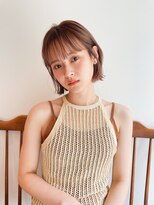 似合わせ小顔ボブ×ベージュカラー デザインカラー