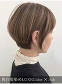 耳掛けショート　脱白髪染め透明感◎ハイライト＊白髪ぼかし