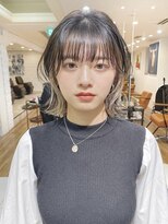 インナーカラー 外ハネボブ 黒髪 切りっぱなしボブ【riku】