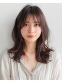 ブリーチなしショコラブラウンひし形シルエット小顔カット