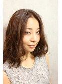 【coma中野】クセ毛風センターパートふわミディ