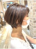 白髪ボカシハイライト入りショートボブ☆デザインカラー