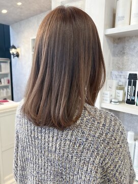 キャアリー(Caary) 福山市美容室Caary人気 透明感ミルクティーベージュ セミディ