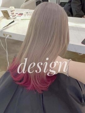 リアン 上尾店(Rien) ミルクティー×レッド/韓国カラー/垢抜け/デザインカラー/