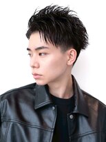 アッシュブラック/マッシュパーマ/刈り上げ/ツーブロック