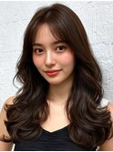 ロング 韓国ヘア レイヤーカット 顔周りカット 黒髪 10代20代