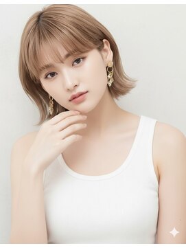 アース 栄店(HAIR&MAKE EARTH) earthショートレイヤーボブミルクティー丸みショートボブ