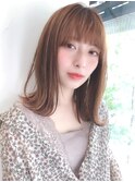 Say.ミディアムレイヤーダークブラウンイメチェン前髪３０代青山