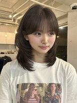 ライン(LINE)&nbsp;韓国風/レイヤー/前髪カット/オリーブ/透明感/ハッシュカット
