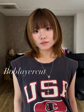 エトワ 中央店(etoi) 大分切りっぱなし韓国レイヤーボブタイトめ軽めボブ外はねボブ