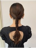 タイトアレンジ結婚式ポニーテール編みおろしお洒落お呼ばれヘア