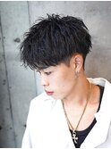 サーフカール/ 刈り上げセンターパート/ブルーブラック[新宿駅]