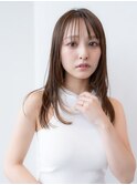 大人かわいい前髪セシルカットココアブラウンフリンジウェーブ