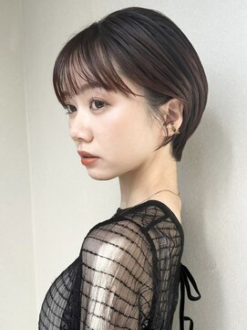 ノラギンザユー(NORA GINZA/U) 丸みショートマッシュコンパクト黒髪ベージュショート前髪あり