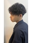 アッシュブラックカルマパーマベリーショートダークアッシュ
