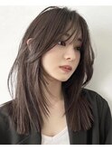 レイヤーカットフェイスレイヤーミディアムレイヤーグレージュ