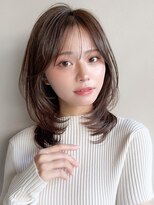 リヤン 表参道(lyann) エアリーカールシースルーバング黒髪斜めバングクラゲヘアー