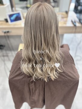 アース 武蔵境店(HAIR & MAKE EARTH) 武蔵境でブリーチ×ミルクティーカラー　根本から整える透明感