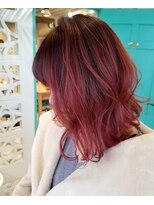 コスメポット(Cosmepot) ブリーチハイライトカラーピンクワインレッドレイヤーカット