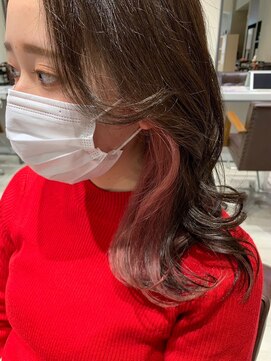 ヘアー ミッション 心斎橋店(hair Mission) インナーカラー×レッド