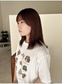 こっくり赤みオレンジカラーミディアム顔まわりカット