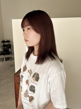 アワイ(awai) こっくり赤みオレンジカラーミディアム顔まわりカット