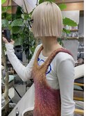 ハイトーンワイドバングボブ
