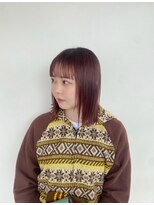 シェル 津山の手店(shel)&nbsp;韓国風可愛いベリーピンクカラー秋カラーショートデザインカラー