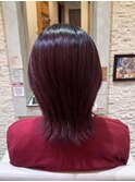 ワインレッドカラー×ウルフカット