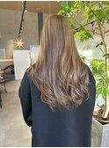 ロングレイヤー　ミルクティーベージュ