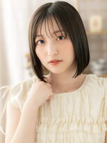 カバーヘア ブリス 北浦和(COVER HAIR bliss)&nbsp;透けバング黒髪小顔前下がり切りっぱなしボブh4北浦和20代30代