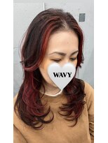 ウェイビー 桜木町店(WAVY) 【ミックスカラー】レイヤーカットボルドーヘア