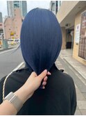 ミルクティーブロンド/ダークブルー/デジタルパーマ/千葉駅