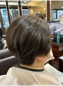 アシメショートと白髪染め×ハイライト【池袋/池袋東口/大村】