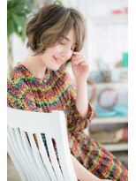 ミック ヘアアンドメイク アップ 駒込店(miq Hair&Make up)&nbsp;グラデーションメッシュカラーくせ毛風抜け感ボブショートa1