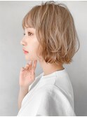 美髪ホワイトグレージュネビージュ大人かわいい こなれミディ*