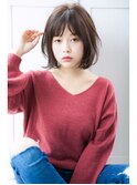 ペールベージュセクションカラーグラデーションカラー外ハネボブ