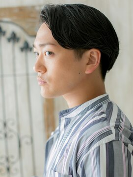 モッズヘアー メン 戸田公園店(mod's hair men) 七三オールバックのネイビーブラックモテセミウェットb戸田公園