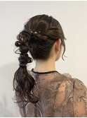 今時編み下ろしポニーテールヘアセット