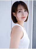 ◯薄めバング短めバングフェイスレイヤーカット切りっぱなしボブ