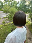 大人可愛い小顔丸みショートボブ×艶カラー黒髪暗髪20代30代40代