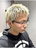 ザクザクダウンバングショートホワイトベージュ