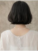 暗めカラー黒髪抜け感小顔Aラインボブパーマ312W川口30代40代
