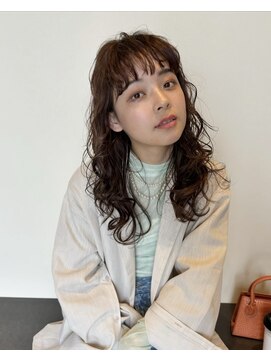 抜け感パーマ/ミディアムパーマ/小顔見せゆる巻きパーマ