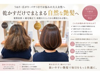 エレム 心斎橋(elem.)の写真/「昔はこんな髪じゃなかった」40代からのうねり・広がりを扱いやすく