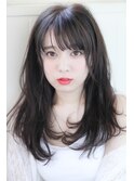 ロングスタイル/レイヤーロング/アッシュブラック/夏カラー